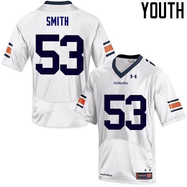 Youth Auburn Tigers #53 Clarke Smith White College Stitched Football Jersey